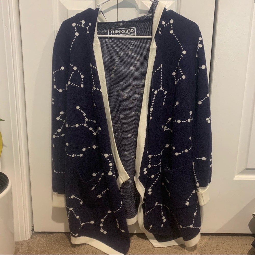 Think Geek astrology dark blue hooded sweater
